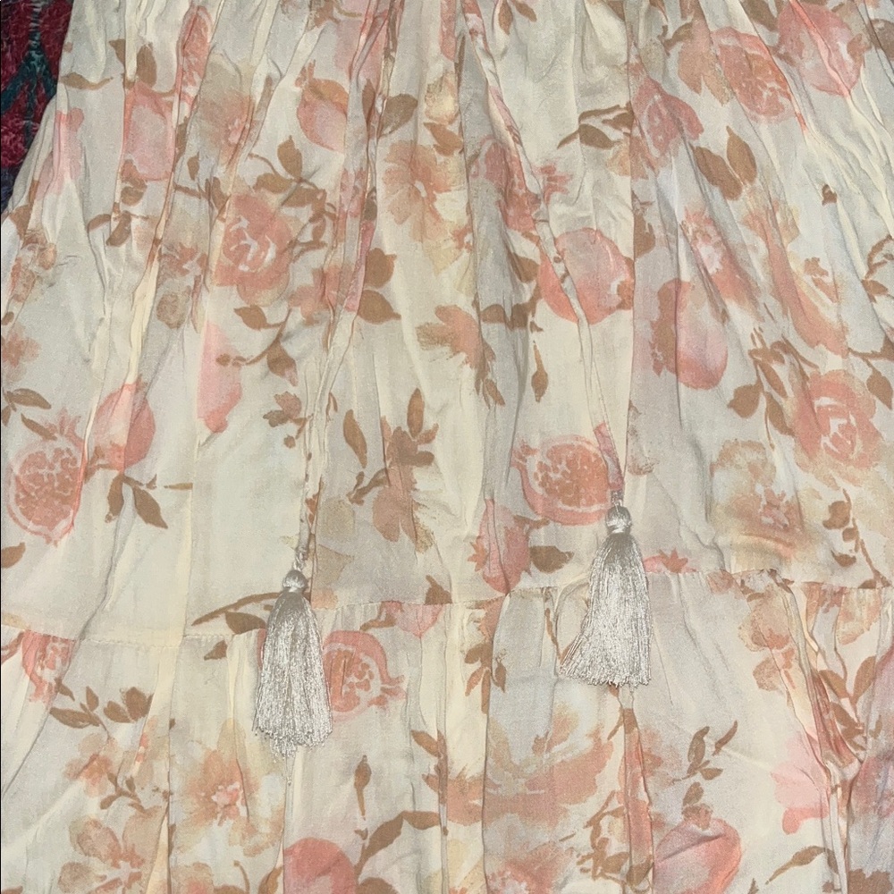 WALLFLOWER Boho Cream Halter Maxi Dress W/Pink Floral Print Size Juniors Small - Picture 5 of 10